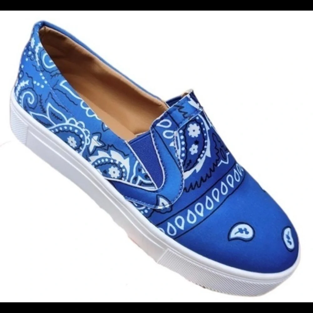 🔵Blue slip on bandana sneaker